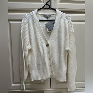 Marled Ivory Button-Up Cardigan